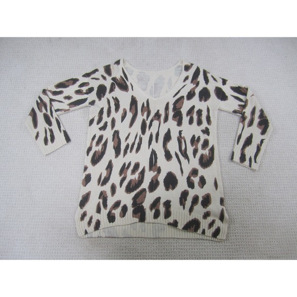 Cheetah Print Shirt Womens Small‎ Blouse Casual Long Sleeve V-Neck Polyester - Picture 1 of 7